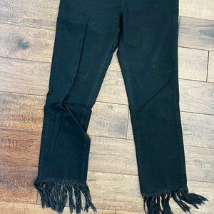 Black 3x1 Cropped Jeans with Tassels Sz 25